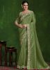 Green Embroidered Border Crape Saree