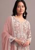 Peach Thread Embroidered Gharara Suit