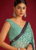 Green Georgette Saree In Mirror Work