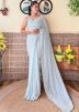 Sky Blue Sequins Embroidered Border Saree