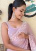 Lavender Georgette Embellished Saree