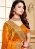 Orange Embroidered Saree With Blouse