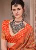 Orange Printed Art Silk Saree