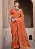 Orange Printed Art Silk Saree