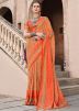 Orange Printed Saree With Blouse