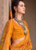 Mustard Yellow Printed Saree