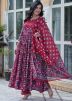 Readymade Maroon Printed Anarkali Suit
