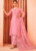 Pink Thread Embroidered Pant Suit Set