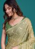 Green Embroidered Shimmer Saree