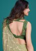 Green Embroidered Shimmer Saree