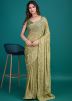 Green Embroidered Shimmer Saree