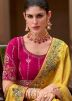 Yellow Emroidered Saree In Silk