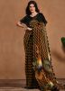 Brown Digital Print Readymade Pleated Saree