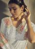 White Thread Embroidered Georgette Saree