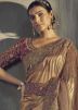 Metallic Brown Embroidered Border Saree