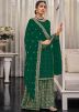 Green Thread Work Georgette Palazzo Suit
