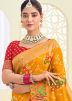 Yellow Embroidered Silk Saree
