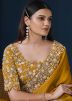 Yellow Embroidered Saree In Crape