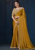 Yellow Embroidered Saree In Crape