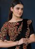 Black Embroidered Crape Saree