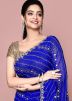 Blue Handwork Saree In Georgette