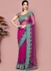 Pink Handwork Net Saree With Blouse