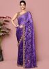 Purple Handwork Saree In Chiffon