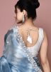Blue Handwork Saree In Tissue