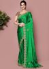 Green Handwork Saree In Jacquard