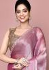 Pink Handwork Georgette Saree With Blouse