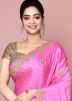 Pink Handwork Saree Jacquard