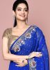 Blue Stone Work Saree In Georgette