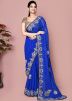 Blue Stone Work Saree In Georgette