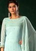 Blue Thread Embroidered Palazzo Suit