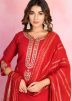 Red Embroidered Salwar Suit Set