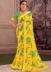 Yellow Abstract Print Georgette Saree