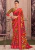 Red Printed Georgette Saree With Blosue