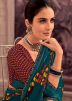 Teal Blue Georgette Printed Saree