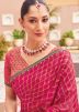 Pink Printed Saree In Georgette