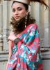 Multicolor Digital Printed Satin Saree
