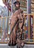 Brown Printed Satin Saree With blouse