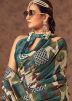 Blue Printed Saree In Silk