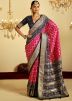 Pink Woven Border Satin Saree