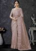 Pink Embroidered Tissue Silk Saree