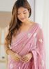 Pink Sequins Work Saree In Georgette