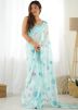 Blue Sequins Work Georgette Saree With Saree