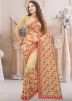 Beige Georgette Resham Work Saree
