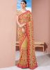 Beige Georgette Resham Embroidered Saree