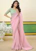 Pink Embroidered Border Shimmer Saree