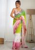 Multicolored Georgette Saree In Thread Embroidery
